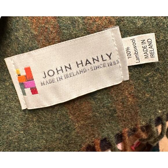John Hanly 100% Lambswool Scarf Made In Ireland Tartan Plaid W/ Fringe NWT - Picture 7 of 11